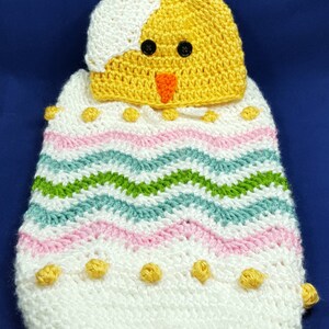 Instant Download Crochet Newborn Easter Egg Chick Hat and Cocoon Photo Prop Pattern, Baby Boy and Baby Girl Easter Outfit Crochet Pattern image 3