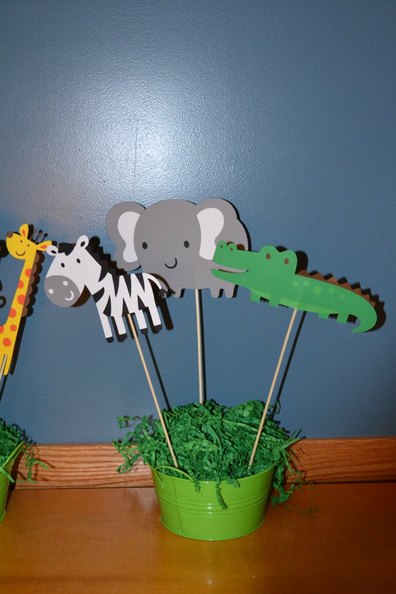 Jungle Centerpiece Set Jungle Birthday Party Jungle Party Etsy