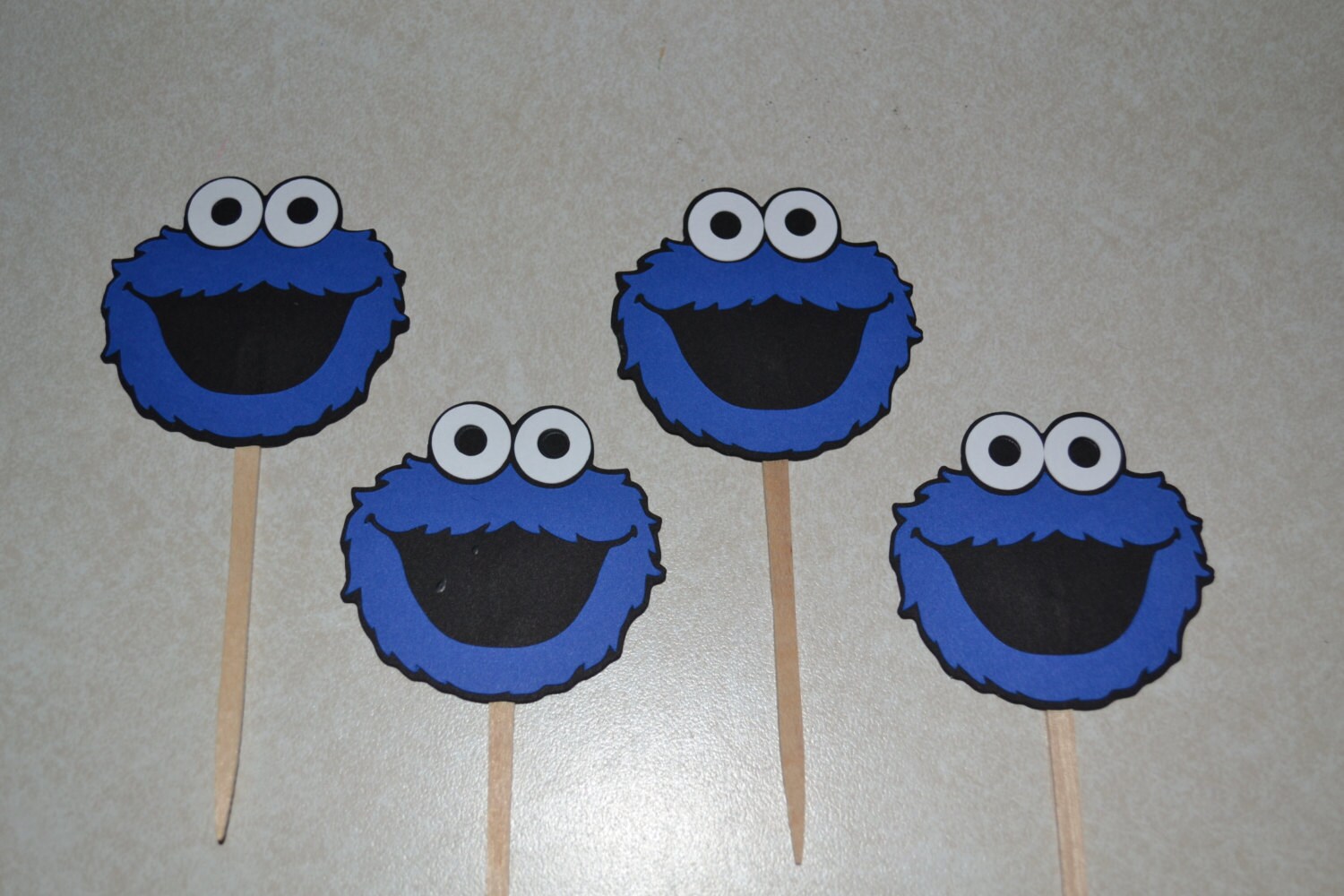 Cookie Monster Inspired Cupcake Picks Set of 12 Birthday | Etsy