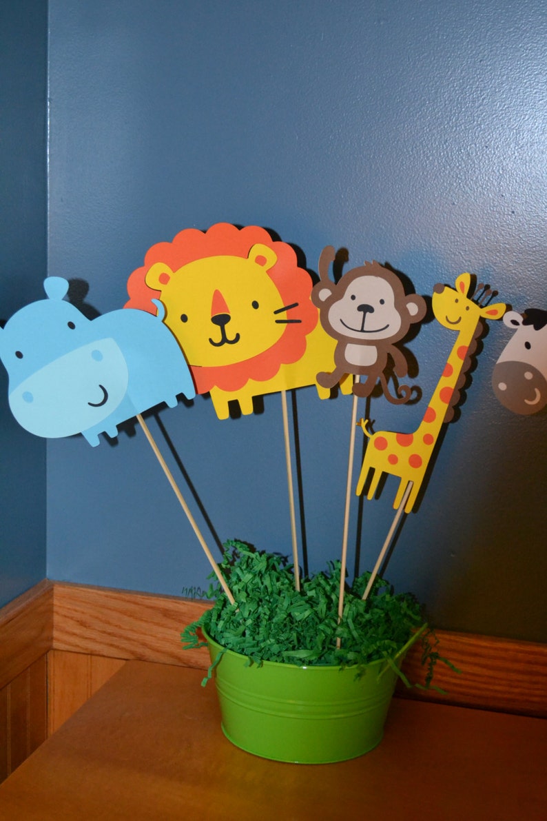 Jungle Centerpiece Set Jungle Birthday Party Jungle Party Etsy