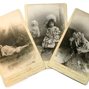 3 Theatrical Cabinet Cards of Child Actress, &quot;Little Annie&quot; RARE