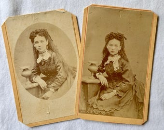 Pair of CDVs/ cartes de visite of a woman.