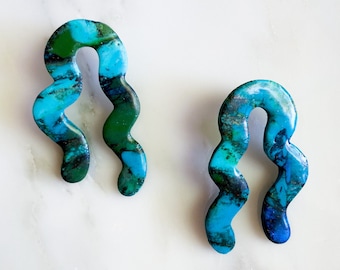 Squiggle Arch Earrings Clay Turquoise