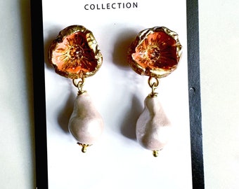 Floral Baroque Pearl Drop Earrings