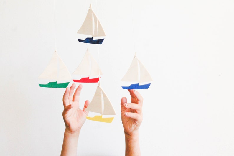 Sailboat Baby Mobile Wood Nautical Nursery Lighthouse Crib Etsy