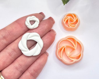 Entwined Clay Cutter 2 --Round Donut Twisted Polymer Clay Cutting Tools for Circle Embossed Stud Earrings & Knot Pendant Jewellery Makers.