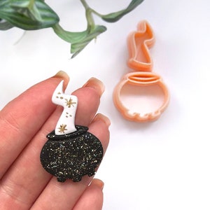 Cauldron and Smoke Clay Cutter Set. Halloween Inspired Shape for Handmade Jewellery, Earring & Pendant Makers. Polymer Clay Mold Tool UK