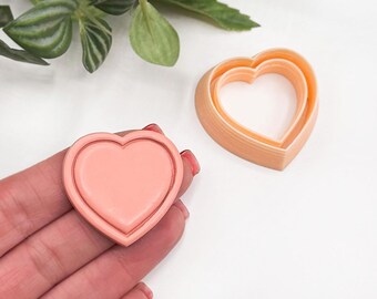 Clay Cutter Heart Frame • Boarder Shape Cutter • Sharp Tapered Edge • Polymer Clay Tools • Embossed Inner Imprint • UK Earring Crafts