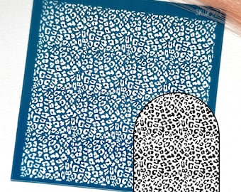 Mini Leopard Silkscreen. Animal Print Silk Screen Stencil for Painting on Polymer Clay, Cookies and Cupcakes. UK Square Craft Tools