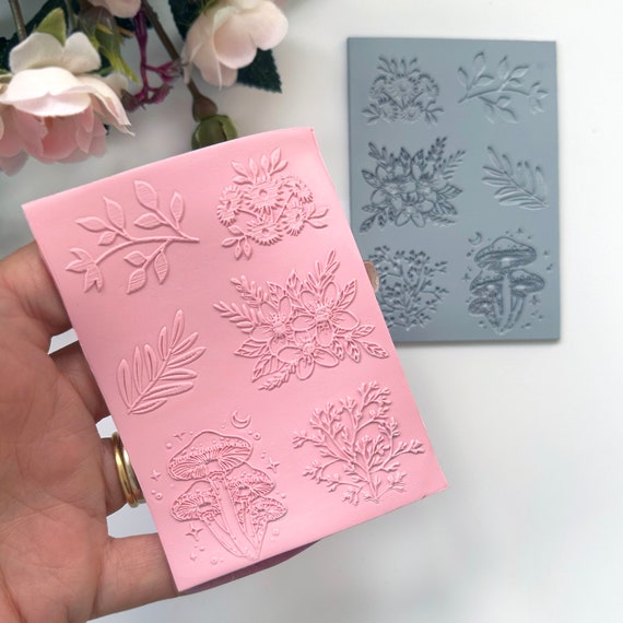Polymer Clay Embossing Stamps Flower Clay Texture Stamps, Floral Clay  Stamps 