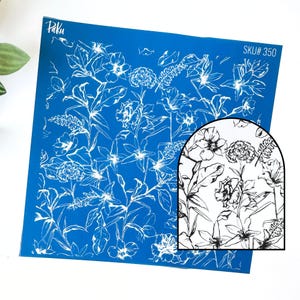 Flowers Silkscreen Stencil: Polymer Clay Floral Hydrangeas Silk Screen Earring & Pendant Makers.