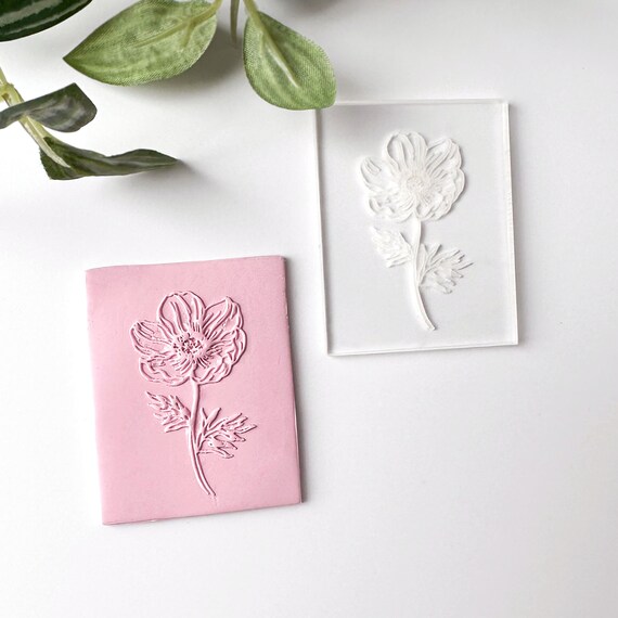 12 pcs set Embossing stamp for polymer clay Floral texture plate