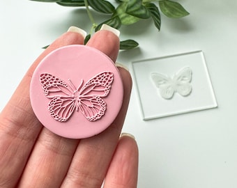Butterfly Texture Stamp: Acrylic Polymer Clay Stamping Tool For Jewellery & Earring Makers