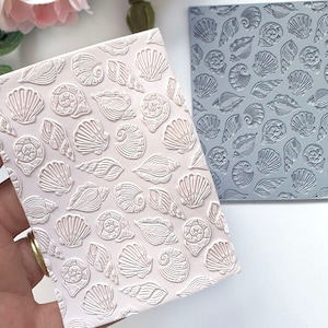 Tampon de texture de coquillages, tapis de gaufrage en caoutchouc avec motif détaillé de coquillages. Outils pour la fabrication de pendentifs, de bijoux et de boucles d'oreilles en pâte polymère.