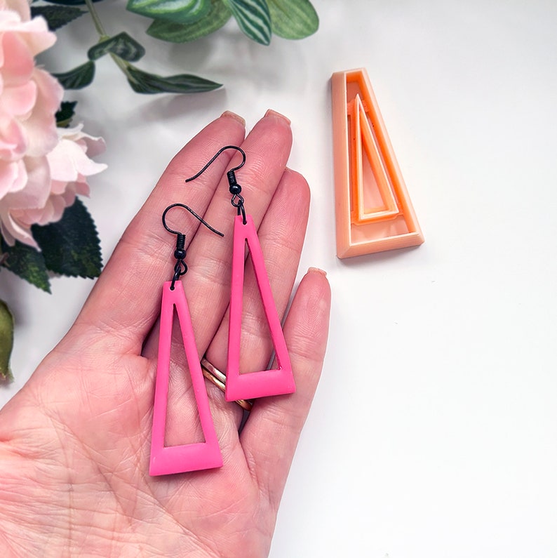 Clay Cutter Long Triangle Donut Funky 90s Vibe Shape Skinny Window Cut Out Polymer Clay Cutting Tools for Jewellery Earring & Pendant image 2