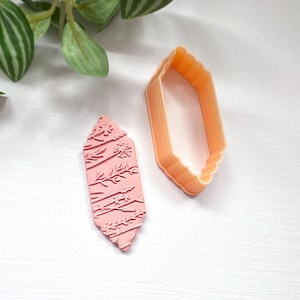 Long Hexagon Clay Cutter:  Scalloped Cutting Shape for Polymer Clay Earring, Pendant & Jewellery Making.