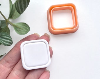 Square Frame Clay Cutter Rounded Corners for Earrings, Jewellery & Pendant Makers Polymer Clay Shape Cutting Tools with Inner Border Stamp