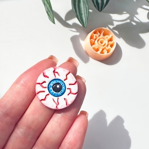 Eye Clay Cutter • Eyeball Embossed Imprint Stamp • Halloween Inspired Shape • Jewellery Earring & Pendant Makers Polymer Clay Mold Tools UK