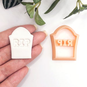 Gravestone Clay Cutter with RIP Stamp. Handmade Jewellery Earring & Pendant Makers Halloween Headstone, Tombstone Polymer Cutting Tools UK