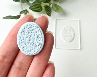 Egg shape Floral pattern texture stamp | Acrylic clear embossing plate | Easter flower earring clay tools | Cookie & cupcake decorating
