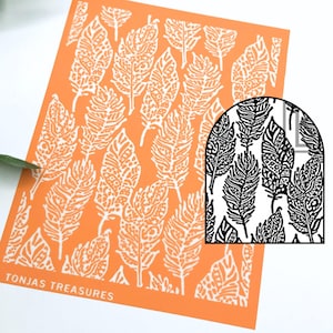 Feder Siebdruck Schablone: Vogel Siebdruck für Polymer Clay Schmuck und Ohrring-Herstellung.