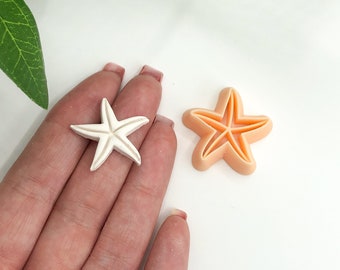 Clay Cutter Starfish w/ Embossed Imprint Inner Stamp • Star Fish Shape Cutters for Jewelry Makers, Polymer Clay Tools UK Beach Summer Theme