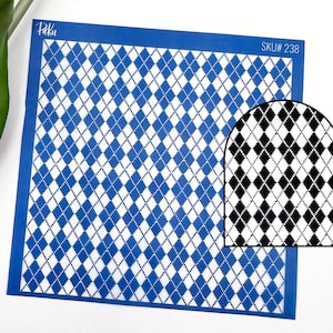Plantilla de serigrafía Argyle: Patrón geométrico escocés para la creación de joyas de arcilla polimérica.