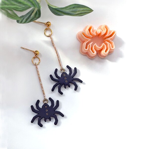 Spider Clay Cutter • Creepy Crawly Insect Embossed Halloween Inspired Shape • Jewellery Earring & Pendant Makers Polymer Clay Mold Tool UK