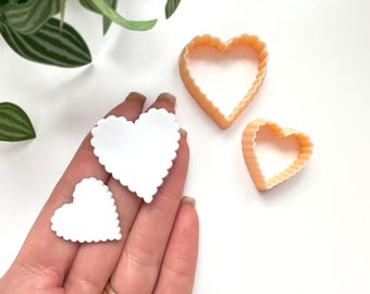 Scalloped Heart Clay Cutter Classic Love-Heart Shape Valentine Mould for Earring & Pendant Makers Polymer Clay Tools Scallop Decorative Edge