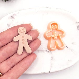 Gingerbread Man Clay Cutter: Shape Cutting Tool for Christmas Polymer Clay Earring & Pendant Makers.