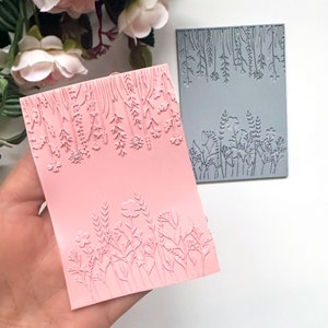 Textuurstempel wilde bloemen: 2-in-1 rubberen bloemenstempelmat voor makers van sieraden en oorbellen van polymeerklei.