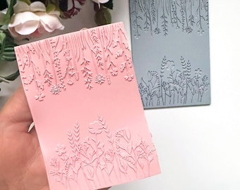 Wildflowers Texture Stamp: 2-in-1 Rubber Floral Stamping Mat for Polymer Clay Jewellery & Earring Makers.