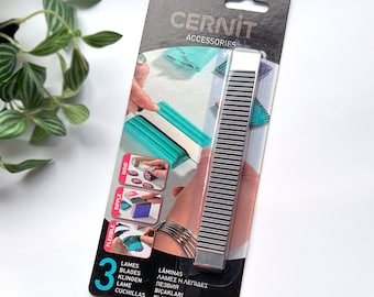 Cernit Slicer Blades Set of 3 - Flexible, Rigid & Ripple with Guard. Great Cutter Tool for Cutting Polymer Clay and Slicing all Art Clays.