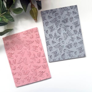 Butterfly Texture Mat, Rubber Embossing Multi Stamp - Butterflies Detailed Pattern • Polymer Clay Pendant, Jewellery & Earring Makers Tools