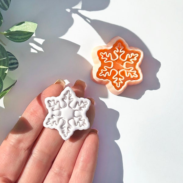 Snowflake Clay Cutter with Inner Embossed Stamp for Xmas Earring and Winter Pendant Makers • Christmas Polymer Clay DIY Decoration Tools UK