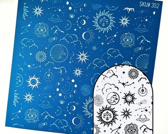 Boho Sun & Moon Silkscreen. Celestial Print. Silk Screen Stencil for Painting Patterns on Polymer Clay, Cookies and Cupcakes. UK Craft Tools