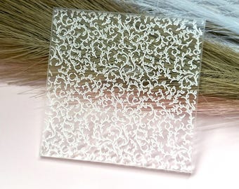 Leaf Scroll Acrylic Texture Stamp. Polymer Clay Stamping Tool for Jewellery & Earring Makers.