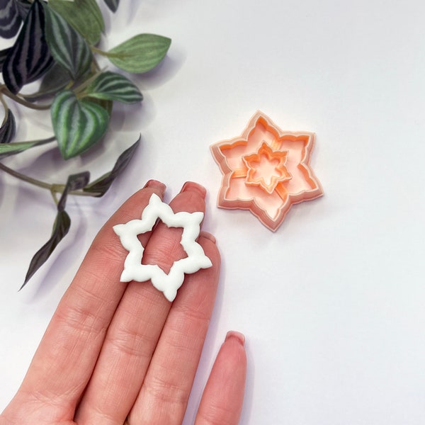 Snowflake Donut Clay Cutter. Xmas Star Shape Polymer Clay Tools for Jewellery, Earring & Pendant Makers. Christmas Handmade Craft Supplies.