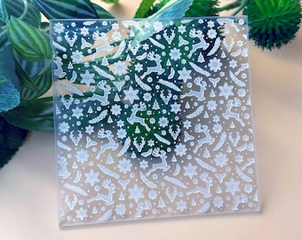 Reindeer Texture Stamp: Acrylic Stamping Plate for Polymer Clay Christmas Pendant & Earring, Makers