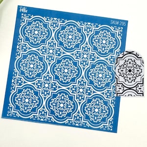 Portuguese Tile Silkscreen: Spanish Stencil for Polymer Clay Crafts & Jewellery Makers