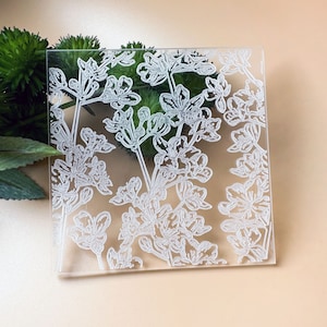 Timbro in rilievo con texture acrilica con fiori di ciliegio • Piastra goffrata • Strumenti per argilla polimerica nel Regno Unito • Produttori di ciondoli, orecchini, biscotti e cupcake