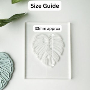 Op de afbeelding: Een transparante acryl stempel met een monstera blad ontwerp. De stempel is ongeveer 33 mm groot.