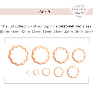 Cortador de arcilla con forma de flor: herramienta de corte con forma de flor festoneada para hacer colgantes y aretes de joyería de arcilla polimérica. Set B
