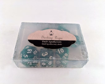 PREORDER Dashing Rogue Aromatherapy DND Novelty Soap Bar, Dungeons and Dragons Inspired 7 Piece Dice Bath Soap