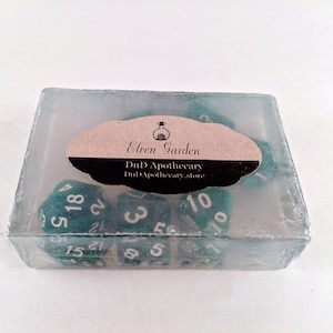 PREORDER Elven Garden DND Soap Bar, Dungeons and Dragons Inspired,7 Piece Dice set, Gamer Die Soap,TTRPG Gift, Gamer, DnD Accessories