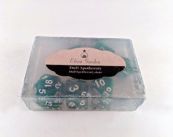 PREORDER Elven Garden DND Soap Bar, Dungeons and Dragons Inspired,7 Piece Dice set, Gamer Die Soap,TTRPG Gift, Gamer, DnD Accessories