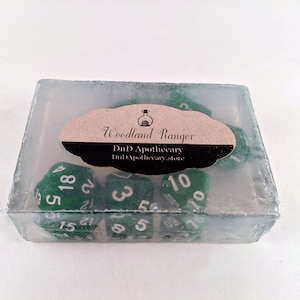 PREORDER DND Dice Soap |TTRPG|Woodland Ranger Novelty Soap Bar|7 Piece Dice Set|Dungeons and Dragons Inspired|Gamer Gift
