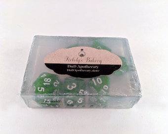 PREORDER Firbolg's Bakery Aromatherapy DND Novelty Soap Bar, Dungeons and Dragons Inspired 7 Piece Dice Bath Soap, Gamer Die Soap