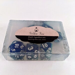 Golden Tree Aromatherapy DND Novelty Soap Bar, Dungeons and Dragons Inspired 7 Piece Dice Bath Soap, Gamer Die Soap