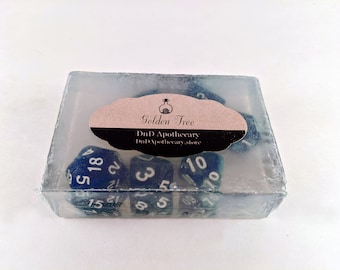 PREORDER Shipping in 1-2 weeks: Golden Tree Aromatherapy DND Novelty Soap Bar, Dungeons and Dragons Inspired 7 Piece Dice Bath Soap